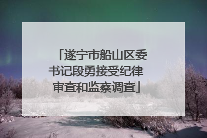遂宁市船山区委书记段勇接受纪律审查和监察调查