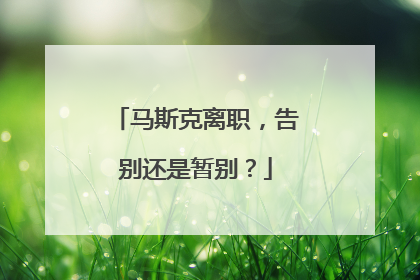 马斯克离职，告别还是暂别？
