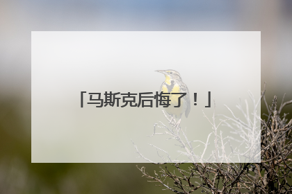 马斯克后悔了！