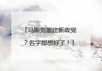 马斯克要建新政党？名字都想好了！