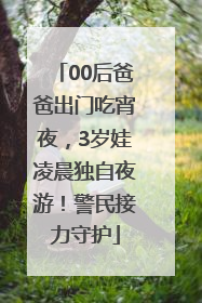 00后爸爸出门吃宵夜，3岁娃凌晨独自夜游！警民接力守护