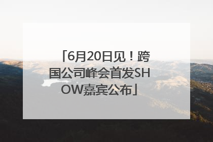 6月20日见！跨国公司峰会首发SHOW嘉宾公布