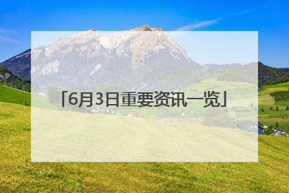 6月3日重要资讯一览